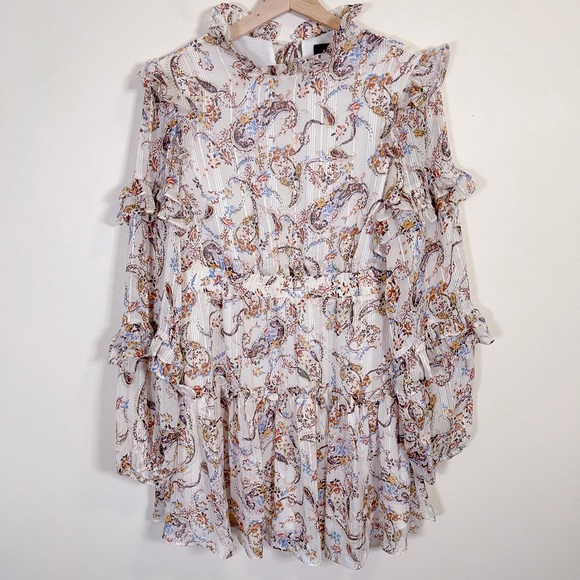 EN SAISON | RUFFLE NECK PAISLEY MINI DRESS - Picture 4 of 16